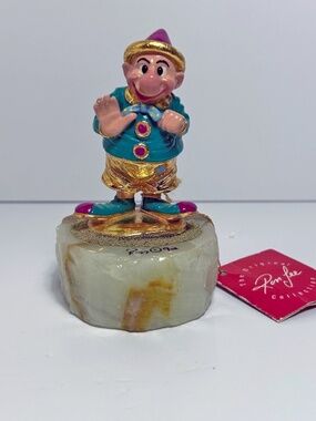 Vintage 1992 Ron Lee Clown sculpture Dwarf clown, Onyx base, 24k gold plating